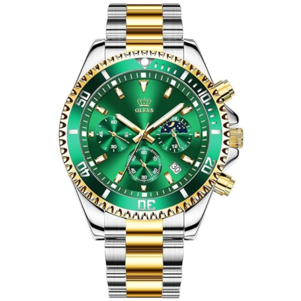 OLEVS(Green Dial)Stainless Watch for Men