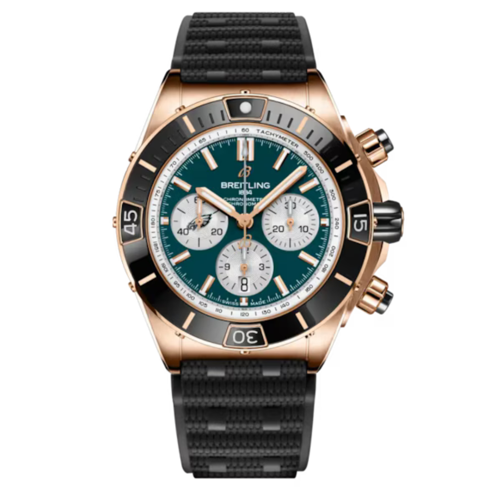 breitling chronomat b01 inspired master copy men's chronograph watch – ice blue dial | black rubber strap breitling chronomat b01 inspired master copy men's chronograph watch – ice blue dial | black rubber strap