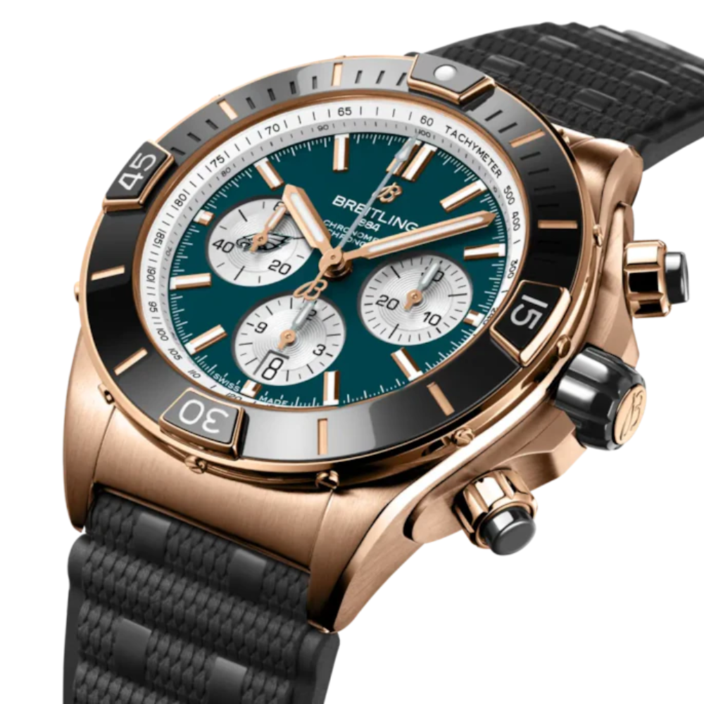 breitling chronomat b01 inspired master copy men's chronograph watch – ice blue dial | black rubber strap breitling chronomat b01 inspired master copy men's chronograph watch – ice blue dial | black rubber strap