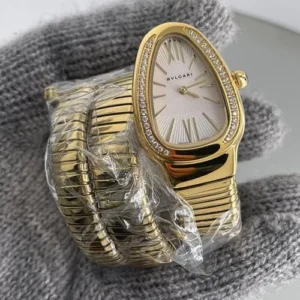 Golden white Bvlgari Serpenti Women Watch